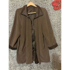 Women's Brown Rain Coat Size Large Casual double face